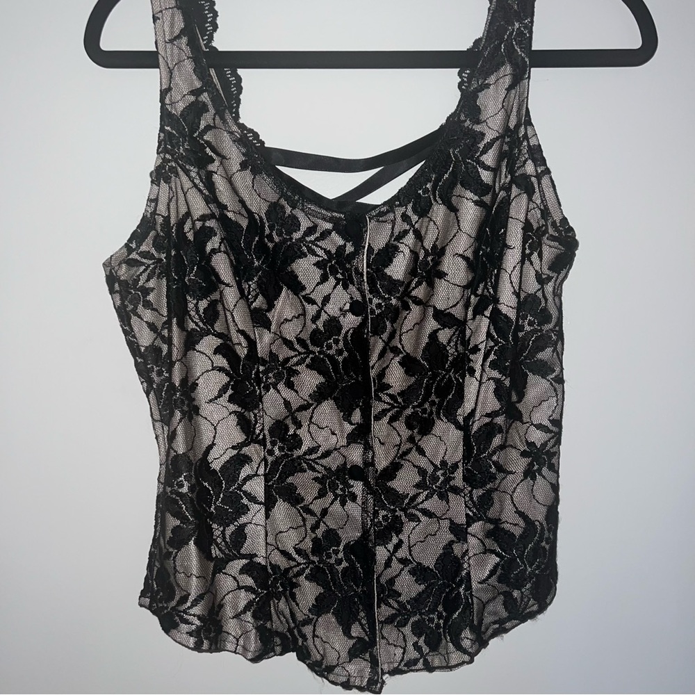 Black Floral Lace Corset Top